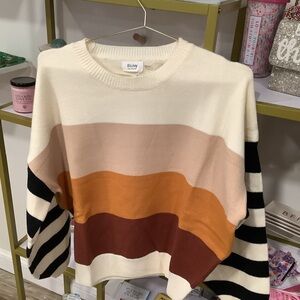 Women's Striped Sweater - Cream, Tan, Brown